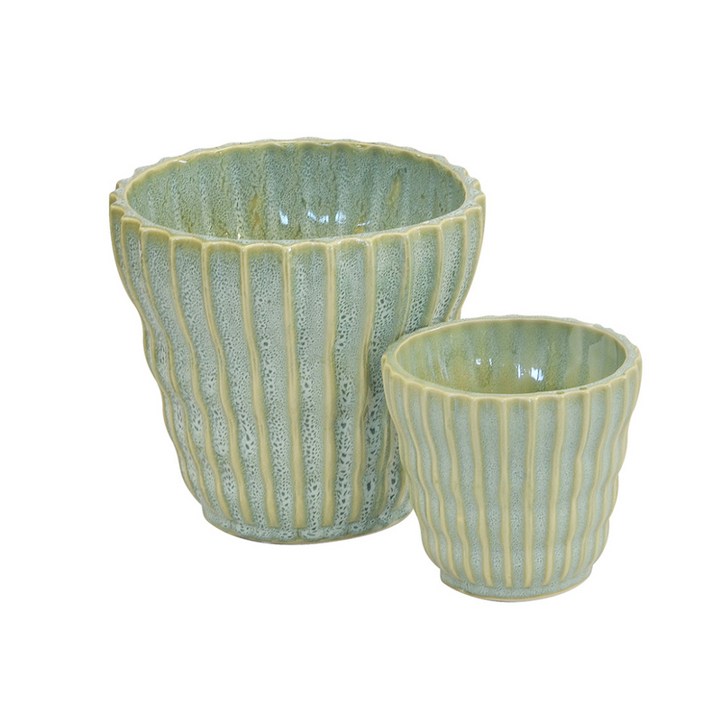 Enhance your home decor with this pair of Ceramic Jade Urchin Vases in green. Crafted from ceramic porcelain, each vase measures 17cm in height and 19cm in diameter, while the other measures 12cm in both height and diameter. Perfect for displaying unique interiors, these ceramic vases will add a stunning touch to any room. Ceramic jade urchin vase green s/2  Size  17CM (H) X 19CM (D)  12CM (H) X 12CM (D)  Ceramic porcelain decor   Unique Interiors