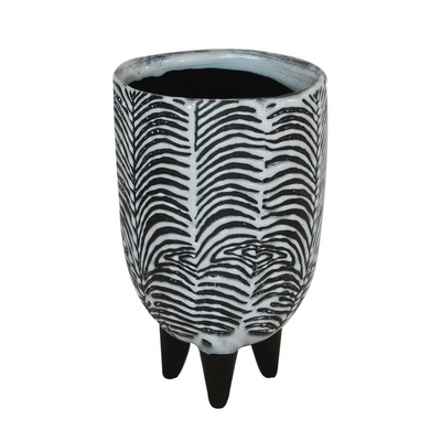 This 25CM (H) X 15CM (D) ceramic zebra footed large item features a unique black effect interior decor and is ideal for creating a one-of-a-kind atmosphere in any home or workplace.  Ceramic zebra footed large   Size  25CM (H) X 15CM (D)  Black effect Interior Decor vases  Unique Interiors 