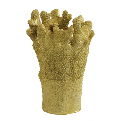 This Coral Vase Gold Large is a stunning addition to any home. Its 42cm (H) x 32cm (D) size and unique interior design will help add texture and sophistication to any room. Make a lasting impression with this vase's luxurious coral gold finish.  Coral Vase Gold Large  Size  42CM (H) X 32CM (D)   Unique Interiors