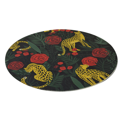 This Glass Place Mat Round Leopard Flower Set of 2 adds a unique and modern touch to any interior. With a 35cm diameter size, this set of two mats brings style and sophistication to any space. Perfect for a dining room table or living room side table, the Glass Place Mat Round Leopard Flower Set of 2 makes a great addition to any home or office.  Glass Place Mat Round Leopard Flower Set of 2  Size  35CM dia  Glass New Arrivals Interior  Unique Interiors  Delivery  5 to 7 working days