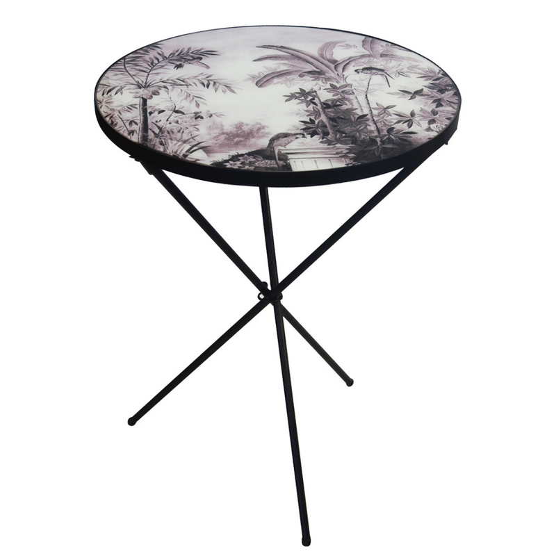 Ensure your living room stands out with this beautiful glass table folding palm. This elegant and practical 80cm (H) x60cm (D) table is a distinctive addition to any home decor. Its folding design makes it an ideal side table for any living room setting. Make your next gathering a unique occasion with this must-have hosting item!  