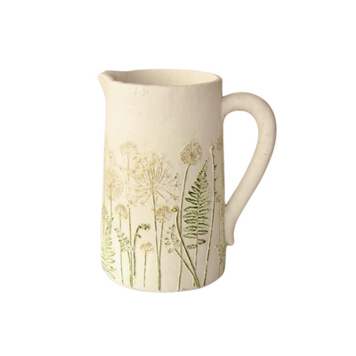 This stylish, extra large white patterned jug is ideal for bringing a farmhouse feel into any home. Measuring 29x27cm, its unique design will make it a centrepiece. Delivery is estimated to take 5-7 working days.