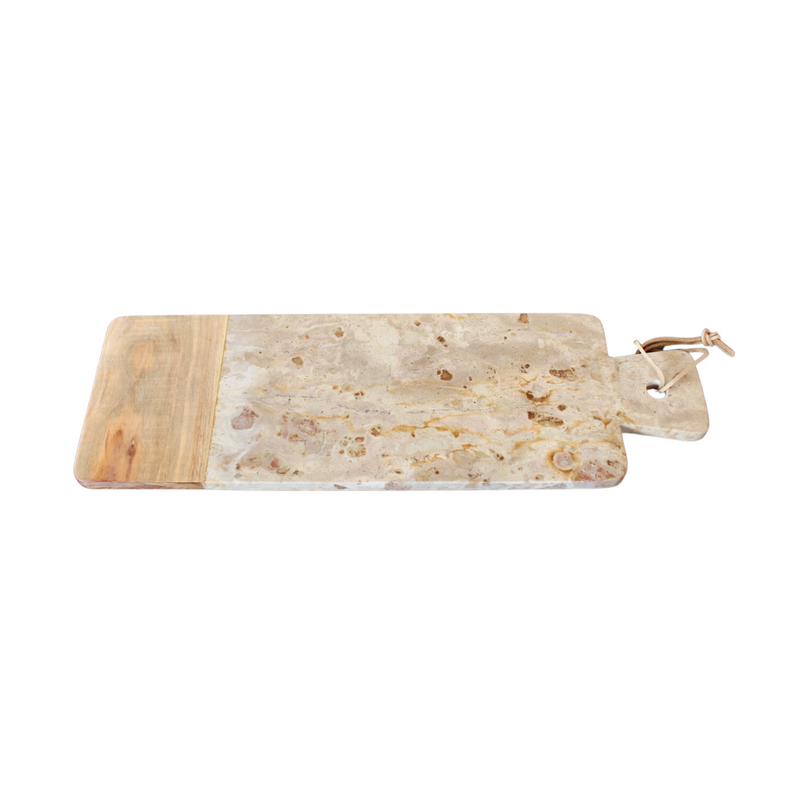Leopard marble with wood 48X15cm creates the perfect atmosphere for dinner with family and friends. This stunning combination is the perfect addition to any interior, with its size of 48 x 15 cm.  Delivery 5 - 7 working days