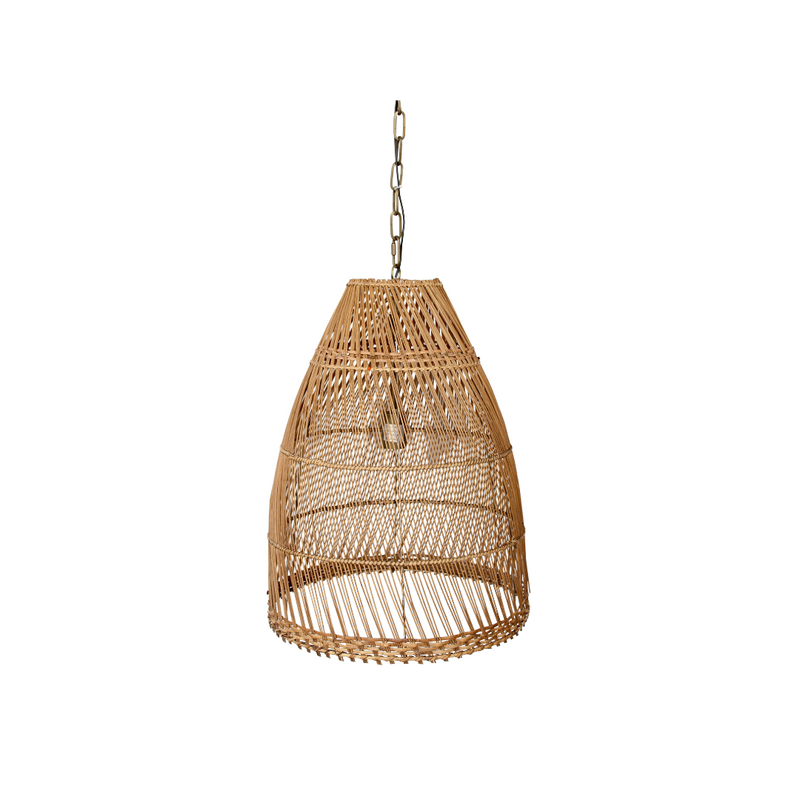 Bring warmth and comfort to any interior with this Large Rattan Hanging Light. Its size of 59X47CM makes it perfect for any room and amplifies the warm glow of any living or workplace. Its unique texture will add charm to any decor and provide an interesting focal point in any room.  Delivery 5 - 7 working days