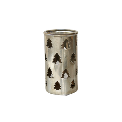 This 24.5x14cm large silver ceramic tree candle holder boasts a beautiful cut-out tree design, providing a perfect way to bring the outdoors inside.  Delivery 5 - 7 working days