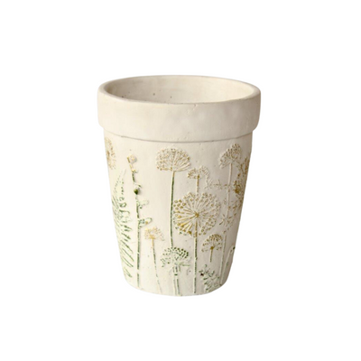 This medium-sized white planter boasts a unique pattern and measures 20 x 16 cm, perfect for any garden setting.  Delivery 5 - 7 working days
