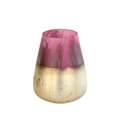 This stylish glass vase features a unique combination of purple and silver colors. Crafted from recycled glass, the vase measures 20 x 14 cm, making it ideal for any area.  Delivery 5 - 7 working days