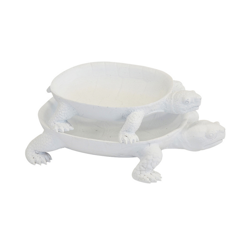 Resin turtle platter white set 2