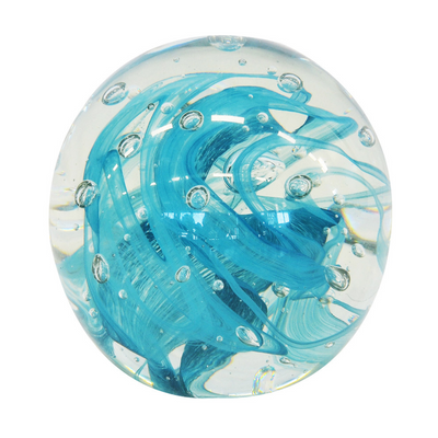 Paperweight ball blue graphic 15cm  15cm  A beautiful speckled glass paperweight. interior decor  Unique Interiors 