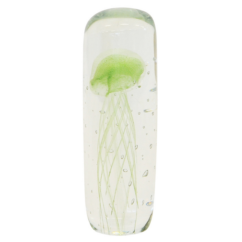 This Paperweight Jellyfish Cylinder Mint 18cm offers a unique and stylish touch to any interior space. The attractive speckled glass lends a contemporary feel and complements existing decor. Its 18cm size and aquarium-like interior make it perfect for the modern home or office.  Paperweight jellyfish cylinder mint 18cm  A beautiful speckled glass paperweight. interior decor  Unique Interiors 