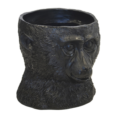 This Resin Chimp Planter Black will bring a unique touch to your home. The 23cm x 23cm size makes it perfect for the modern interior, and the resin material adds a chic look to any room. With its stunning design, it's ideal for your indoor plant while providing a classic and stylish touch.  Resin chimp planter black  Size  23CM X 23CM  Stunning planter for your indoor plant  Unique Interiors