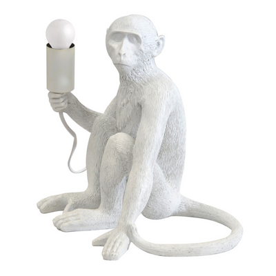 This stylish Resin Monkey Lamp has a unique, modern design. Its dimensions are 30CM (H) x 30CM (W), making it the perfect size for any room. It comes without a globe, allowing you to customize your own look to match your existing decor. Enjoy this lamp's elegant design and its ability to bring light and style to your home.  Resin monkey Lamp excluding globe  Size  30CM (H) X 30CM(W).