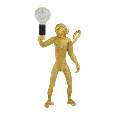 This 55CM (H) Resin Monkey Standing Gold is the perfect piece to bring light and style to your home. Designed with a beautiful golden hue, this ornamental lighting piece adds a unique accent to any interior decor. With its eye-catching statue, the Resin Monkey Standing Gold is sure to make your interior decor one-of-a-kind.  Resin monkey standing gold  Size  55CM (H)  Beautiful standing gold monkey light.  A lovely addition to any home. Interior Decor Piece.  Ornamental lighting.  Unique Interiors 