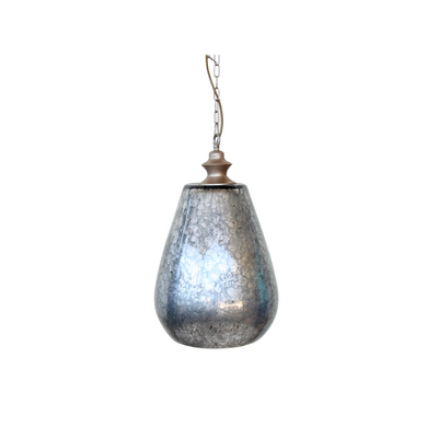 This Silver glass distressed pendant is the perfect way to bring elegance to your home. Its 56X30Cm size and silver glass design will create a sophisticated ambiance to any space.  Delivery 5 - 7 working days