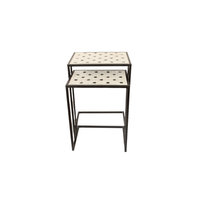 This set of two mosaic table tops is perfect for creating additional space without needing to find extra room. Featuring a unique black and white pattern, each top measures 61x45x32cm. Add function and style to your space with these classy, space-saving pieces. Delivery between 5 - 7 working days