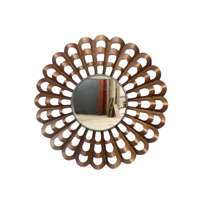 This Round Cut Out Mirror features a petal-shaped design, adding a delicate charm to the frame. Measuring 89CM in diameter, this piece provides an elegant touch to any setting.   Delivery   7 - 10 Working Days For Delivery 