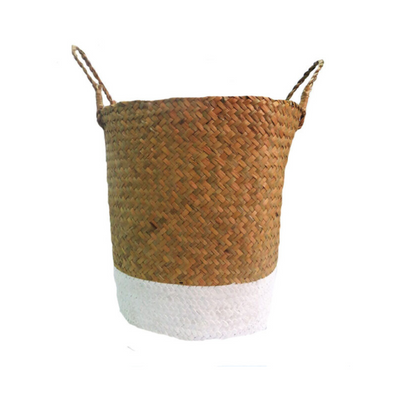 The Bandeau Basket is expertly crafted with a fine natural weave, measuring 38cm x 35cm. Its clean white base and handles add a touch of elegance. Perfect for holding and organizing your everyday items in style- UNIQUE INTERIORS