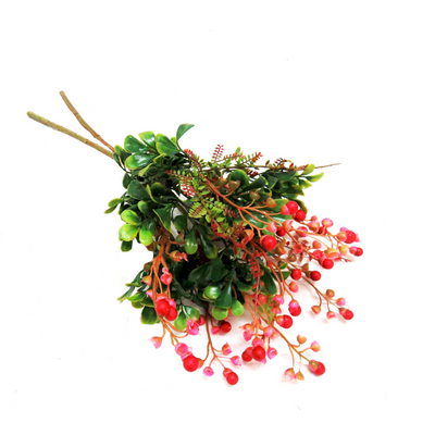 The Beauty Berry Bunch is a stunning 44cm arrangement of delicately shaded pink berries, leaves, and tiny ferns. Its artificial construction ensures a flawless display that will add a touch of beauty to any space. Experience the glorious burst of color and expert craftsmanship of this dreamy bunch-UNIQUE INTERIORS