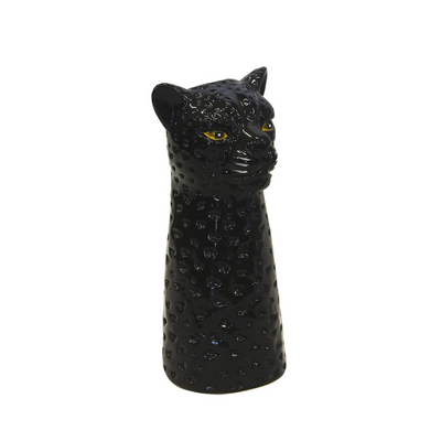 Expertly crafted, the Ceramic Black Panther Vase Small stands 31.5CM tall. Made with precision, this vase adds a touch of elegance to any room. Its sleek black design and iconic panther shape make it the perfect statement piece for discerning decor enthusiasts-UNIQUE INTERIORS