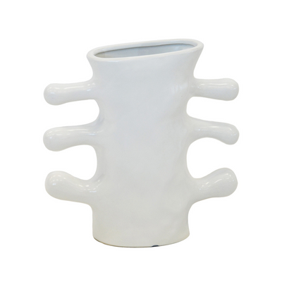 Crafted with sleek ceramic material, this white finger vase stands at 24cm tall and features a versatile 24cm x 10cm size. Enhance any space with its elegant design and perfect proportions-UNIQUE INTERIORS