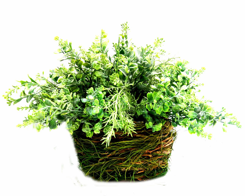 Plentitude is an expertly-crafted artificial plant with a lush 50cm width, perfect for adding a touch of greenery to any space. With a total height of 30cm in its basket, this plant brings effortless beauty without any maintenance required.UNIQUE INTERIORS