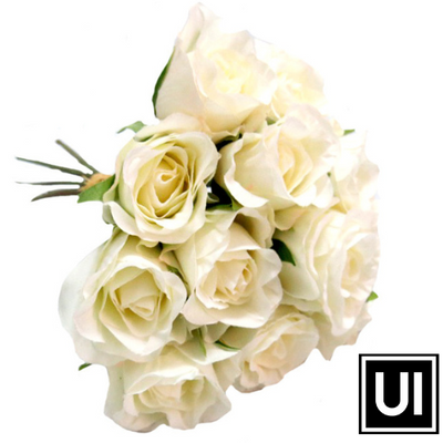 This White poppet rose bud bunch features 12 varying sizes of white rosebuds, beautifully tied together with raffia for an elegant, timeless look. Enjoy the classic beauty of these delicate blossoms with a petite and petal-filled floral display. Perfect for a special occasion or as a simple romantic gesture.