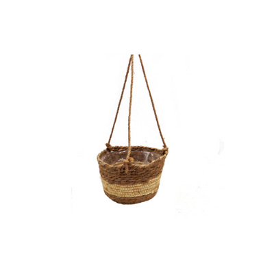 Our Essence Basket adds a touch of natural beauty to your home. With its light strip in the center and removable twisted rope hangers, it serves both as a planter and as a hanging basket. It's lined with plastic for extra durability and protection, and measures 21cmD x 15cmH- UNIQUE INTERIORS