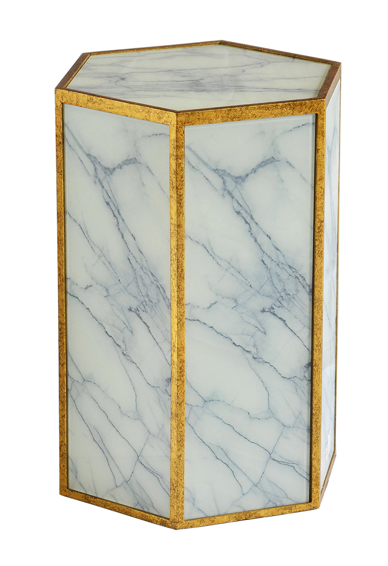 Glass stool marble White