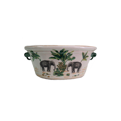 Experience petite luxury with Sundara's Pot Footbath. Its intricately crafted elephant and palm tree design is sure to bring a calming and soothing atmosphere to any home. Crafted from high quality materials, you'll appreciate the beauty of its colors and design depth. Enjoy petite luxury with this unique footbath.