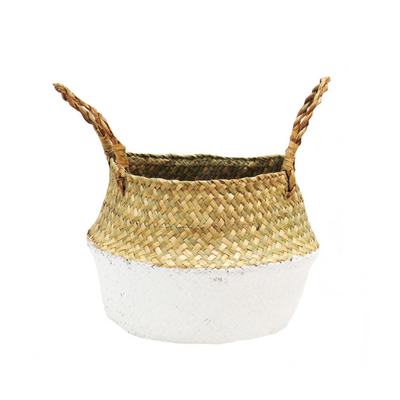 The Belly Belly Beaut is the perfect accent for modern garden displays. Crafted from natural seagrass, this planter folds down into a bowl shape for easy transport. Featuring a white finish from the widest part of the basket downwards and woven natural handles, the Belly Belly Beaut is the perfect combination of style and functionality-UNIQUE INTERIORS