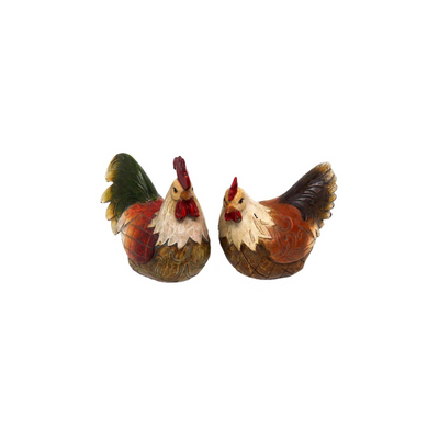 The Mister and Missus set is an ideal addition to your decor. Crafted from ceramic and hand-painted with intricate detailing, each piece is 15 cm long and 9 cm high. Add a touch of rustic charm to your space with this unique pair of hens and roosters.