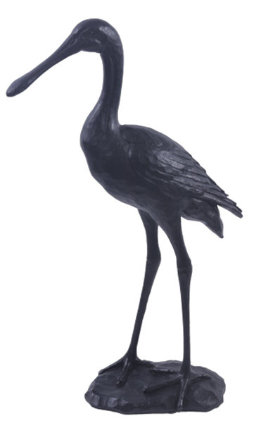 Resin crane objet black 18 x 13 x 47cm