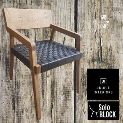 Solo block Oak Ronaldo chair with leather