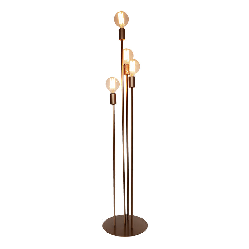 Atom Floor lamp gold bronze Metal Floor Lamp 4 x m/steel rods at 900, 800, 1000, 1200mm high. Globes are not included.  The Perfect Lamp for your Lounge, Bedroom, dining room, or reception area.  Make a statement with this special handmade lamp.  unique interiors lifestyle   Available Online only 