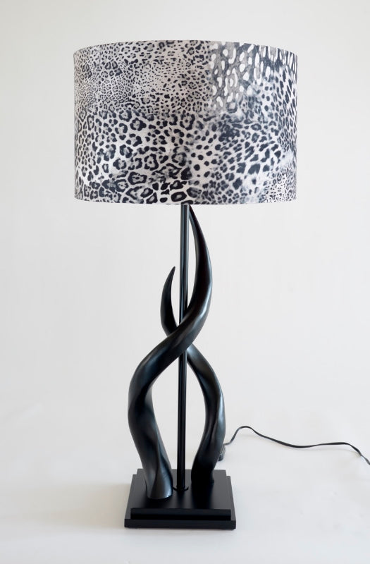 Black Kudu Upright Twist Lamp & Leopard Shade