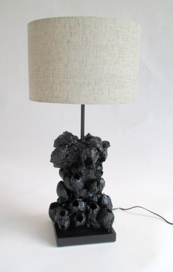 Black Upright Barnacle lamp & Linen Shade