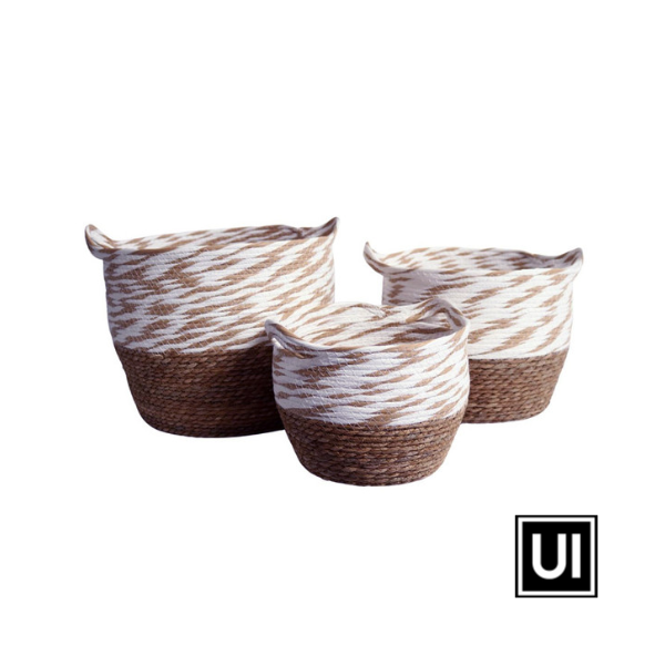 Weaved Baskets Brown And White Mix Top