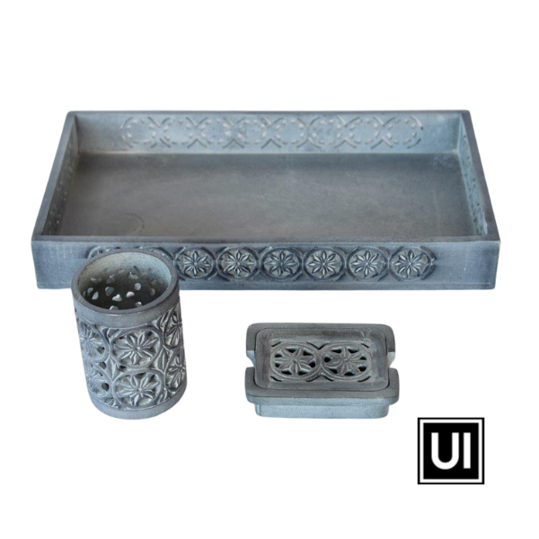 Grey soap stone rectangular tray