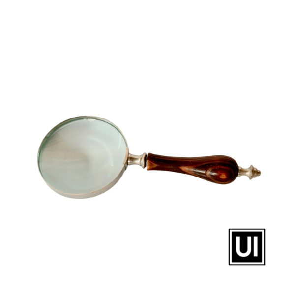 Unique Interiors Silver magnifying glass wooden handle