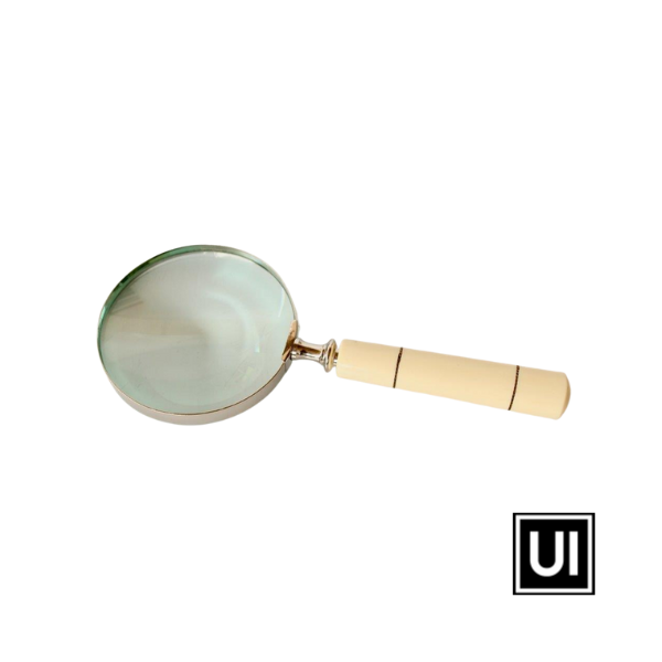 Unique Interiors Silver magnifying glass bone handle brass detail