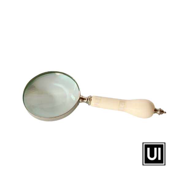 Unique Interiors Silver magnifying glass, mother of pearl detail handle 