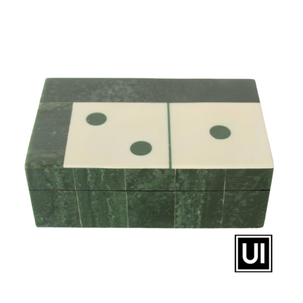 Unique Interiors Green and white dominoes box 