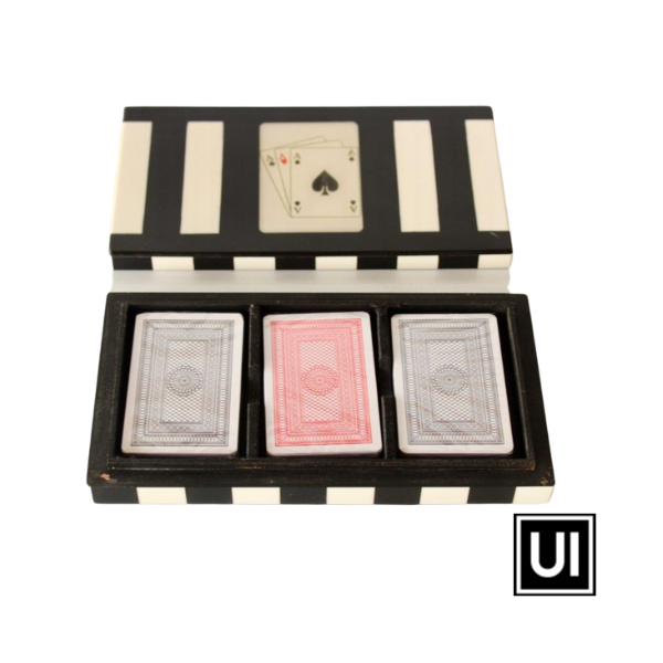 Black and white triple card box