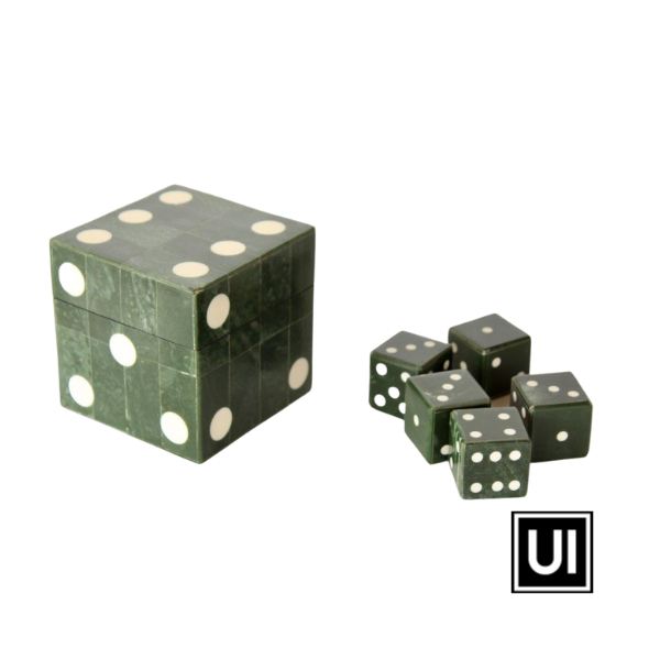 Green box with 5 dice