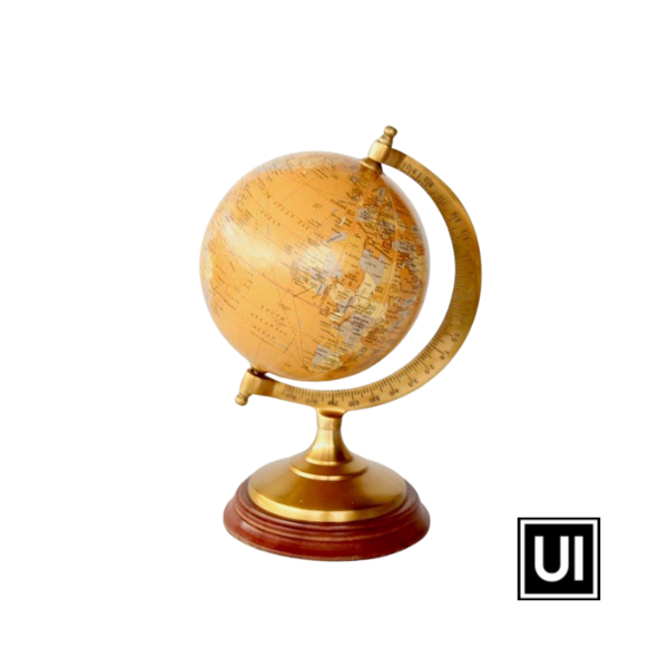 Unique Interiors Small brass and mustard world globe