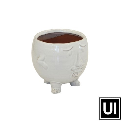 Ceramic face pot white large (15cm x 14cm) unique interiors lifestyle 