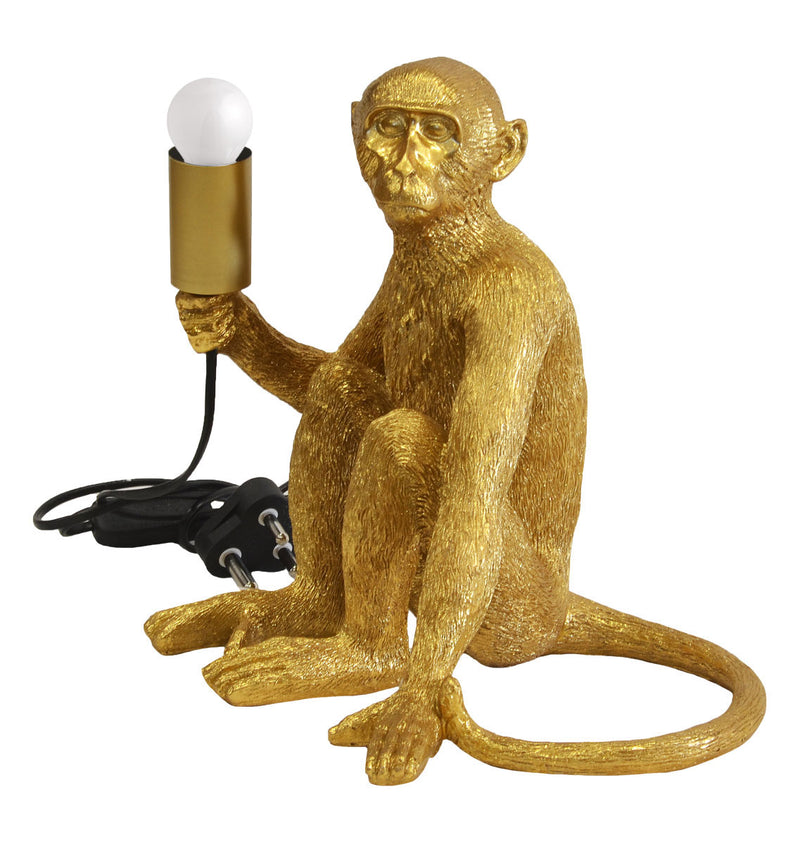 Resin monkey lamp x.large gold