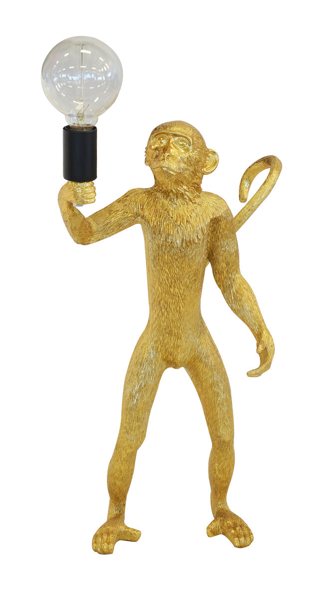 Resin monkey standing gold