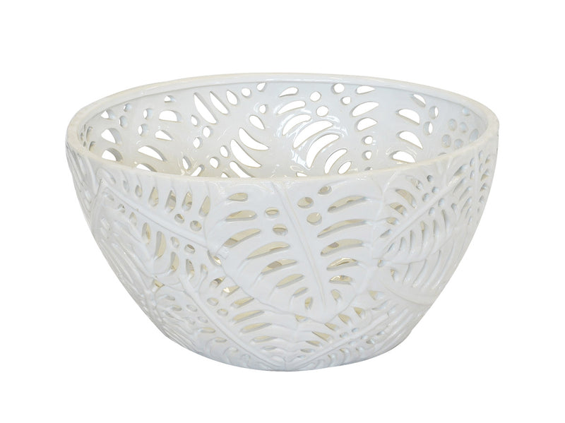 Ceramic bowl monstera white