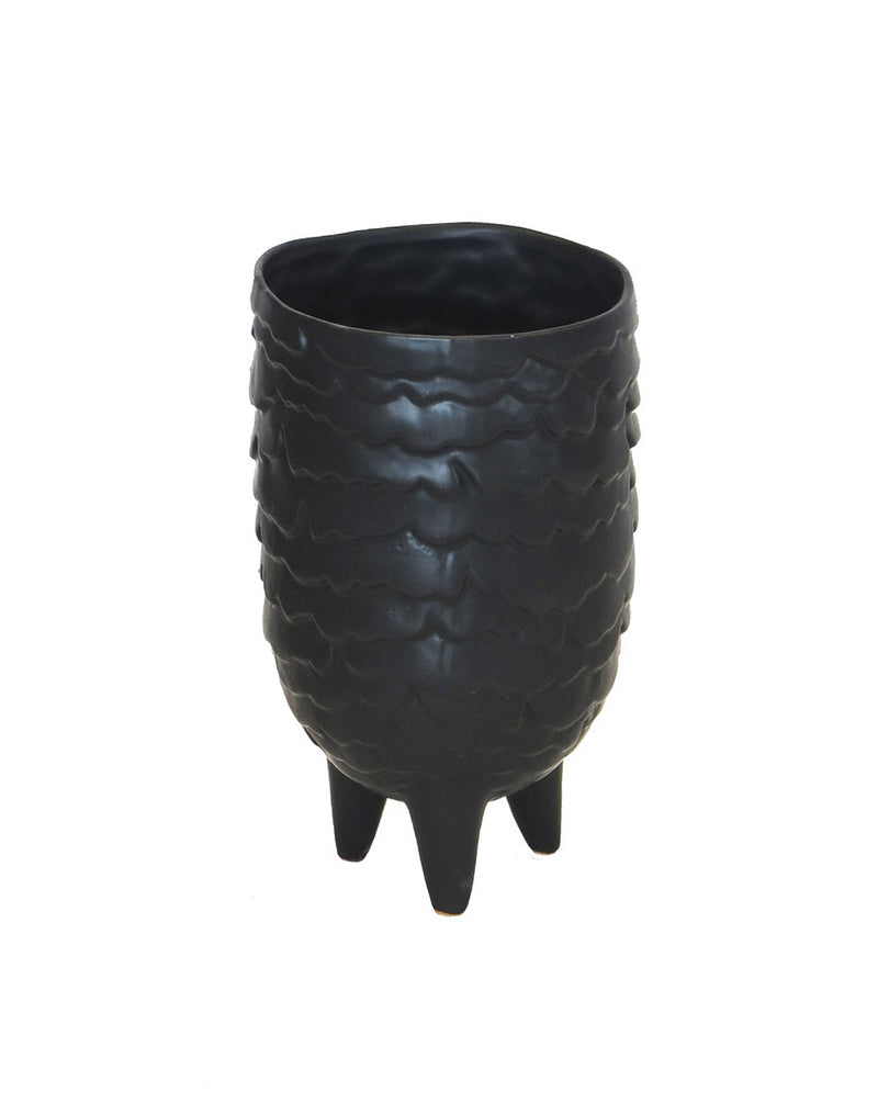 Ceramic scale pot black large